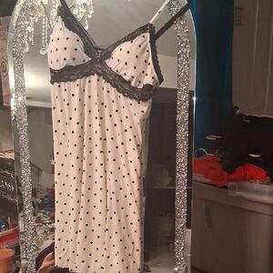 Victoria's Secret Black and White Polka Dot Chemise